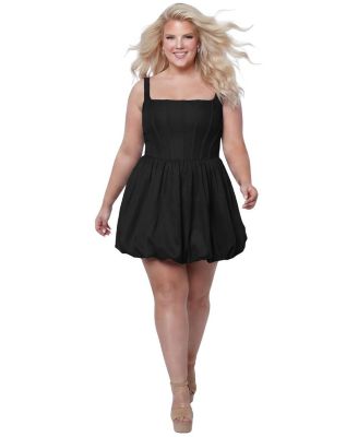 Plus Size Reverie Bubble-Hem Square-Neck Sleeveless Dress