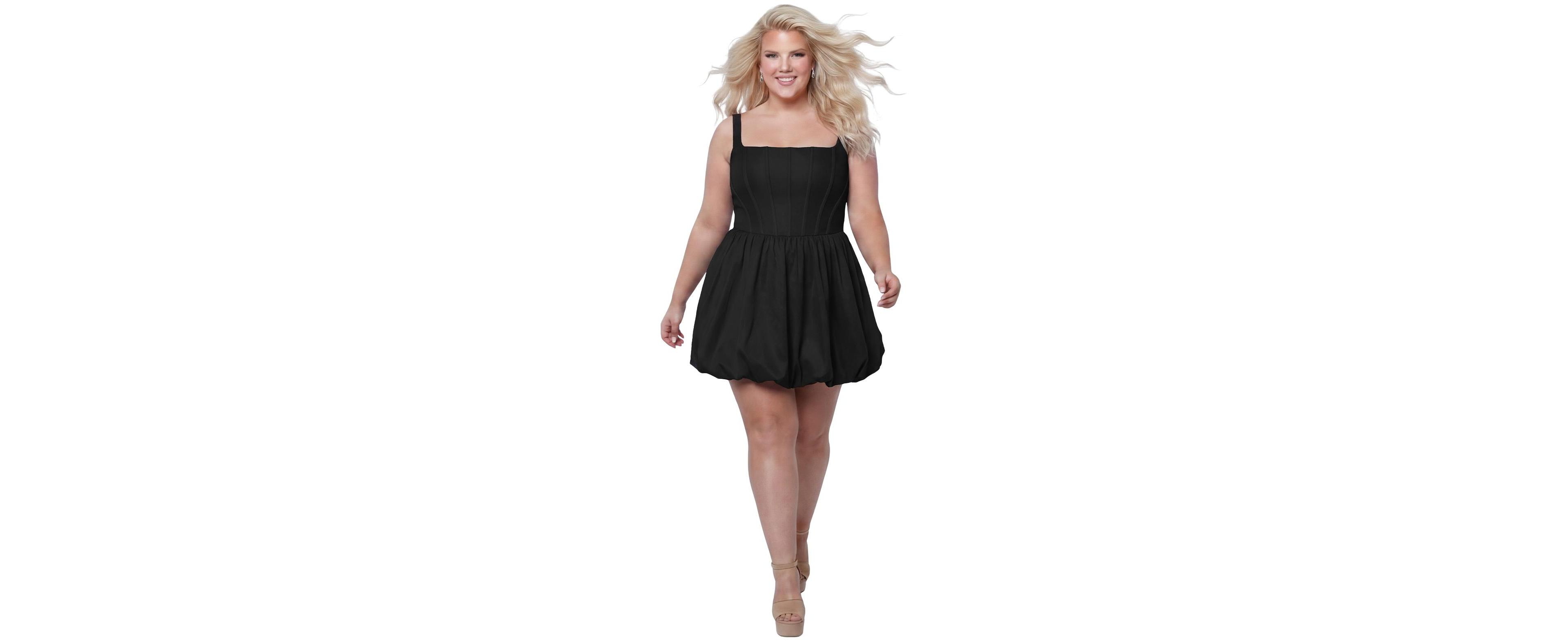 Sydney's Closet Plus Reverie Bubble-Hem Square-Neck Sleeveless Dress