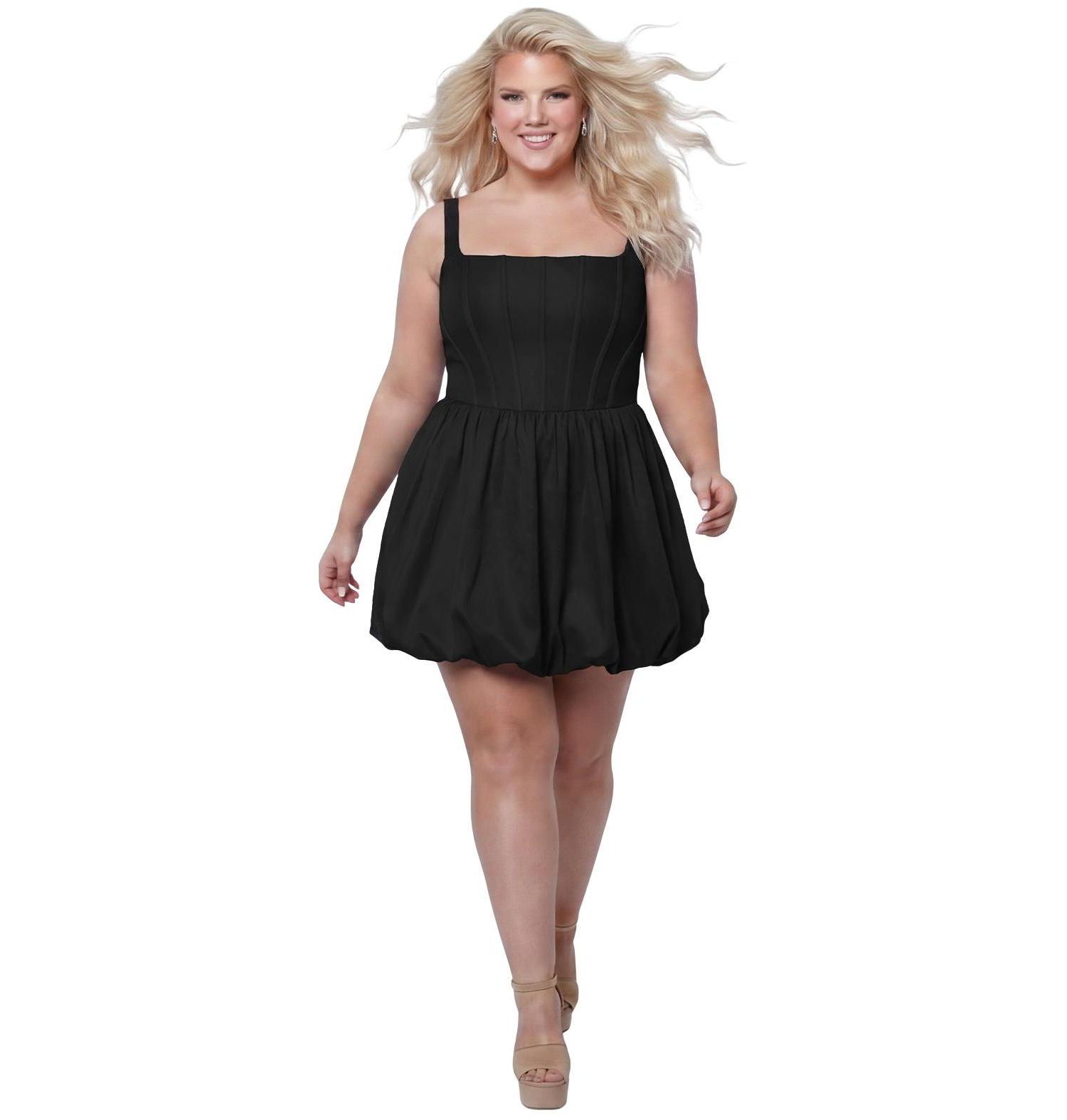Plus Size Reverie Bubble-Hem Square-Neck Sleeveless Dress