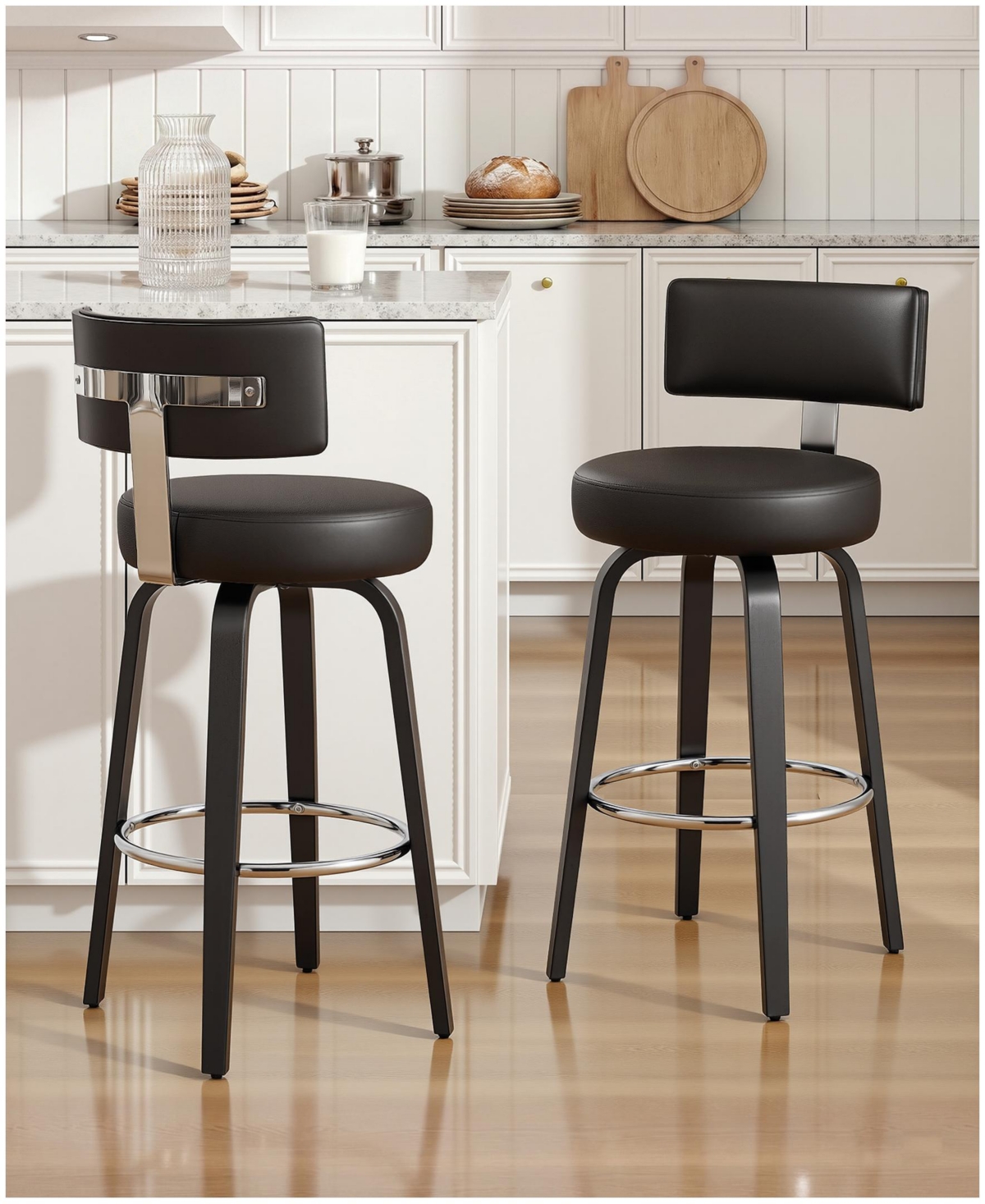 Bekrvio 26" Mid-Century Swivel Bar Height Stools