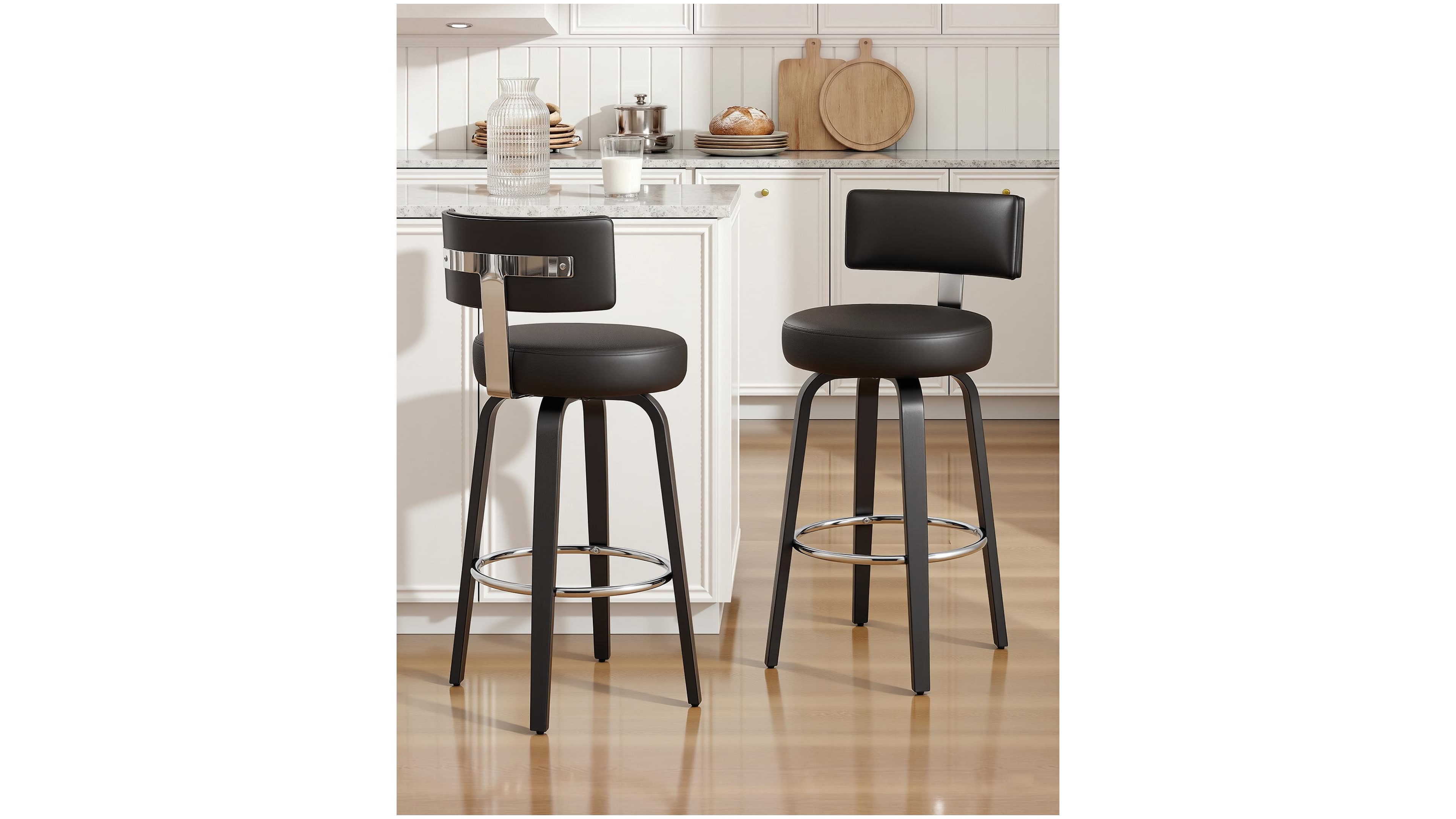 Bekrvio 26" Mid-Century Swivel Bar Height Stools