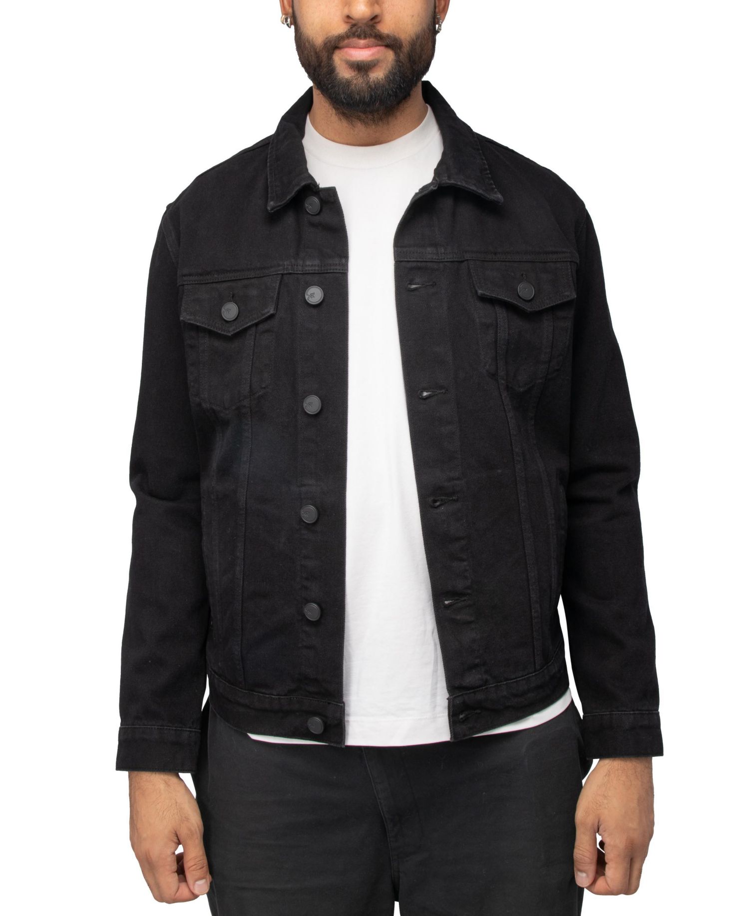 XRAY Men's Rhine Stone Graphic Back Denim Trucker Jacket