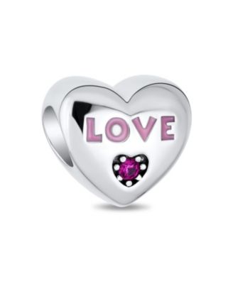 Crystal, Enamel, and Sterling Silver Love Heart Charm Bead