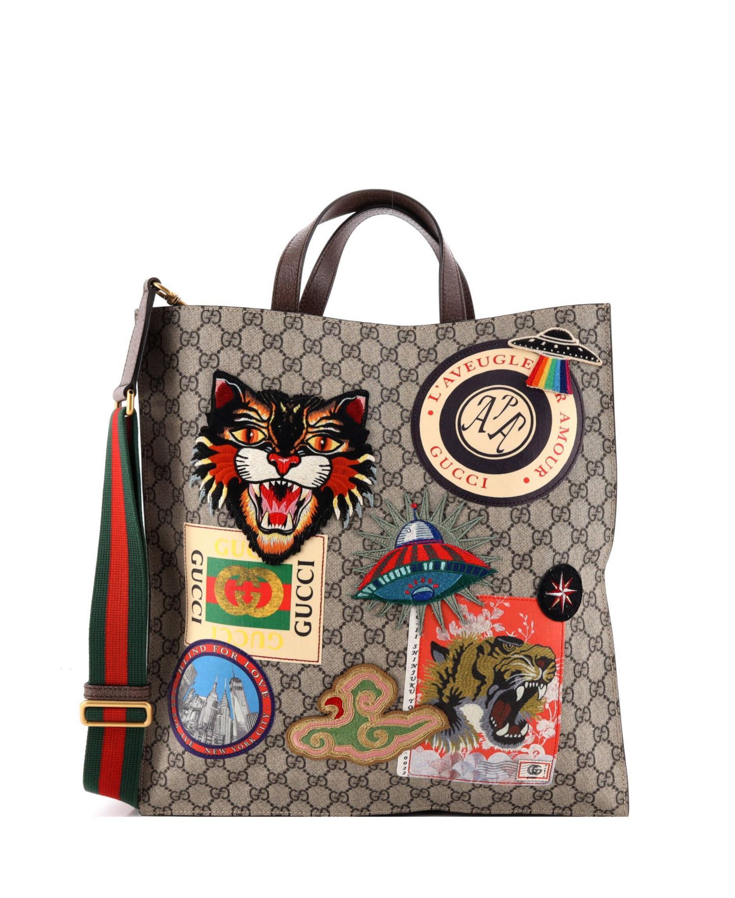 North South Courrier Convertible Applique Tote