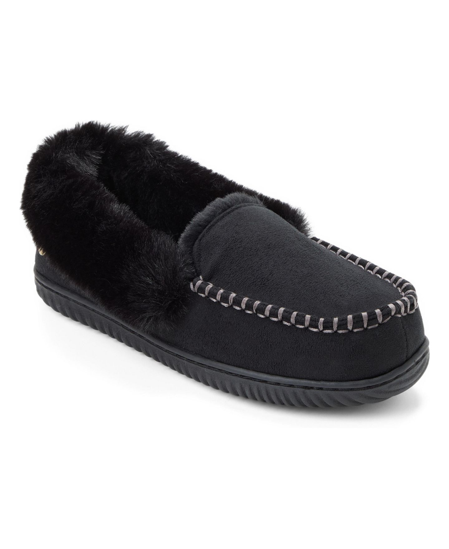Женские тапочки Dearfoams Ryland Cabin Moccasin Slipper, цвет: Чёрный — фото 1