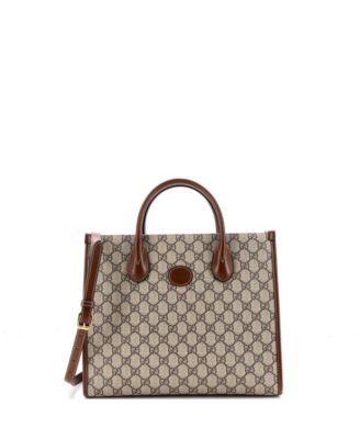 Small Interlocking G Coated Canvas and Leather Tote, 12"W x 10"H x 5"D