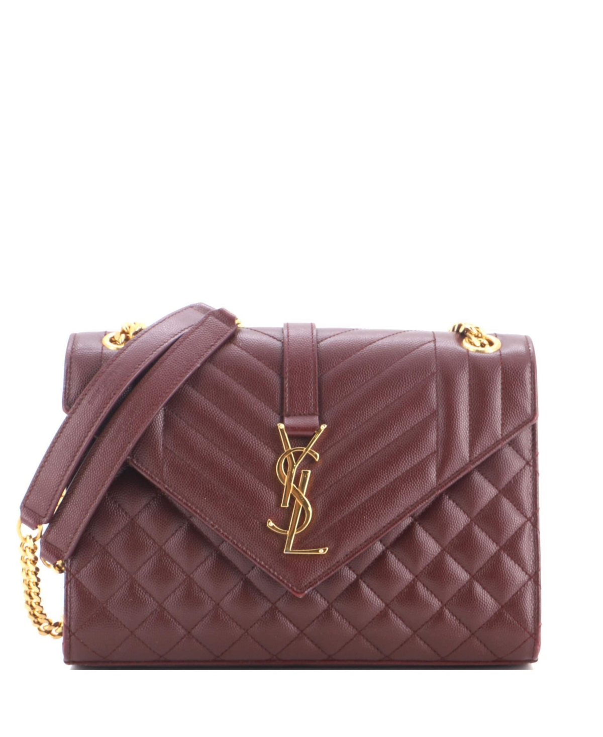 Pre-Owned Saint Laurent Medium Classic Monogram Envelope Satchel Mixed Matelasse Leather - Brown