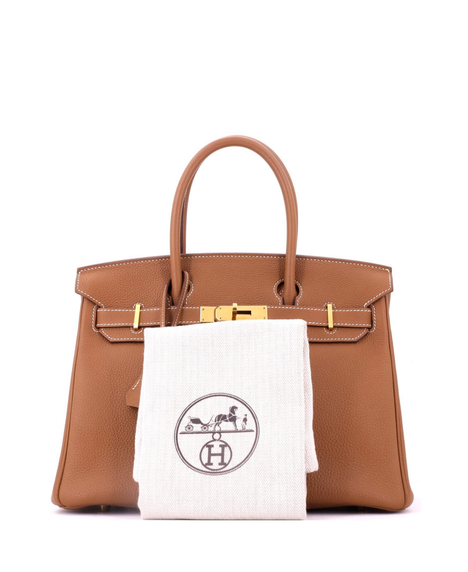 Pre-Owned HERMES Pre-Owned Hermes Birkin 30 Handbag Brown Togo with Gold Hardware