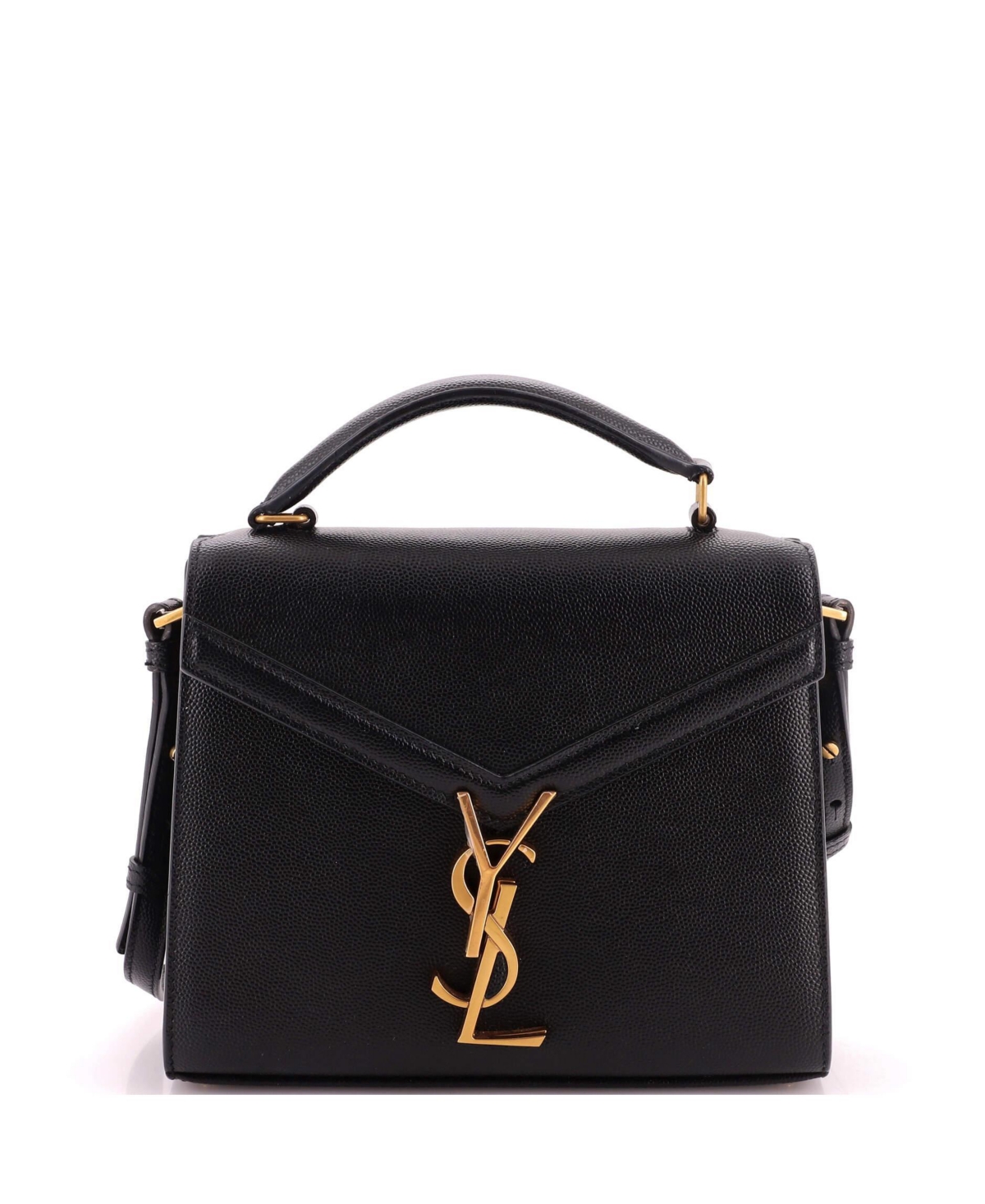 Pre-Owned Saint Laurent Cassandra Mini Top-Handle Leather Shoulder Bag - Black