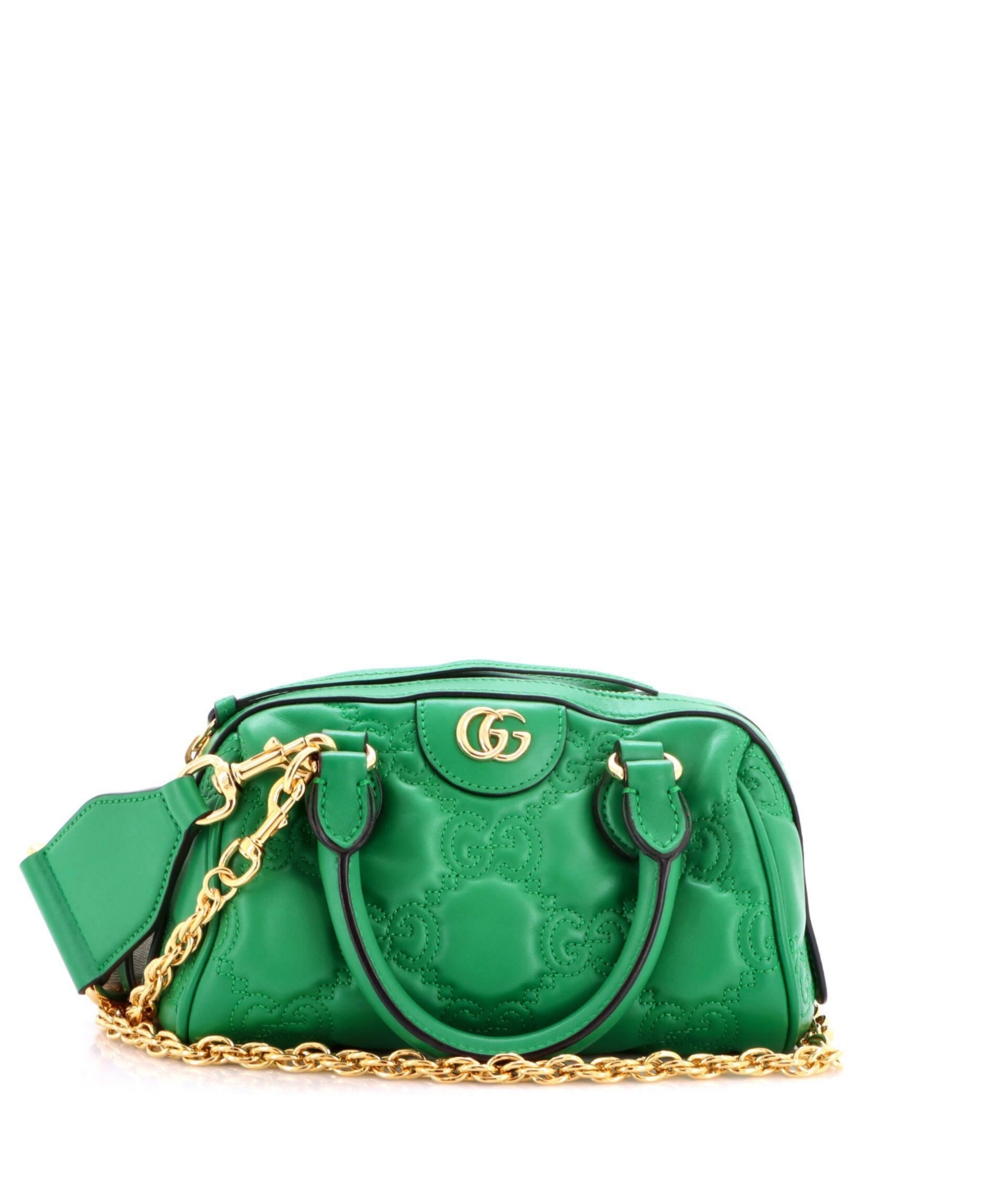 Pre-Owned Gucci Ophidia Convertible Mini Gg Matelasse Leather Top Handle Bag - Green