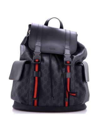 Large Double Pocket Buckle Backpack GG Coated Canvas