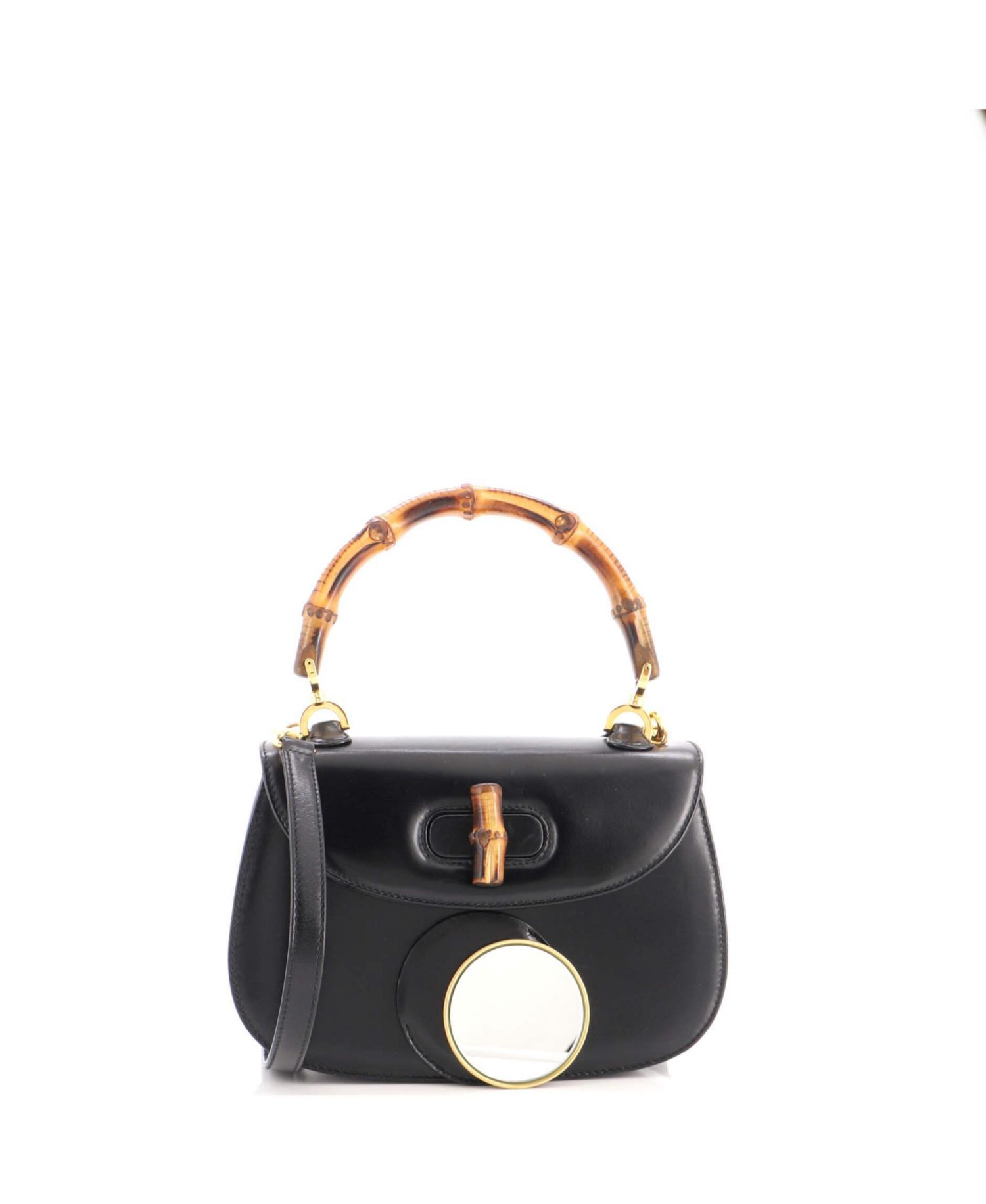 Small Vintage Convertible Bamboo Top Handle Bag Leather
