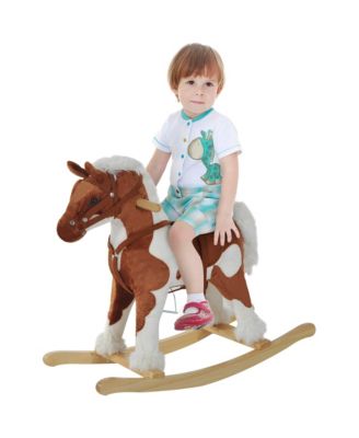 Plush Rocking Horse with Nursery Rhyme Music and Saddle, Holds 88 lbs, Ages 3+