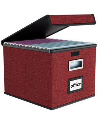 Collapsible Linen File Organizer Box With Lid Hanging Folder Storage
