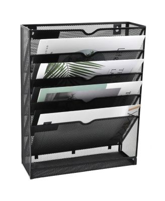 Mesh Desk File Organizer Wall Mount Vertical Document Holder With Bottom Tray For Office Home