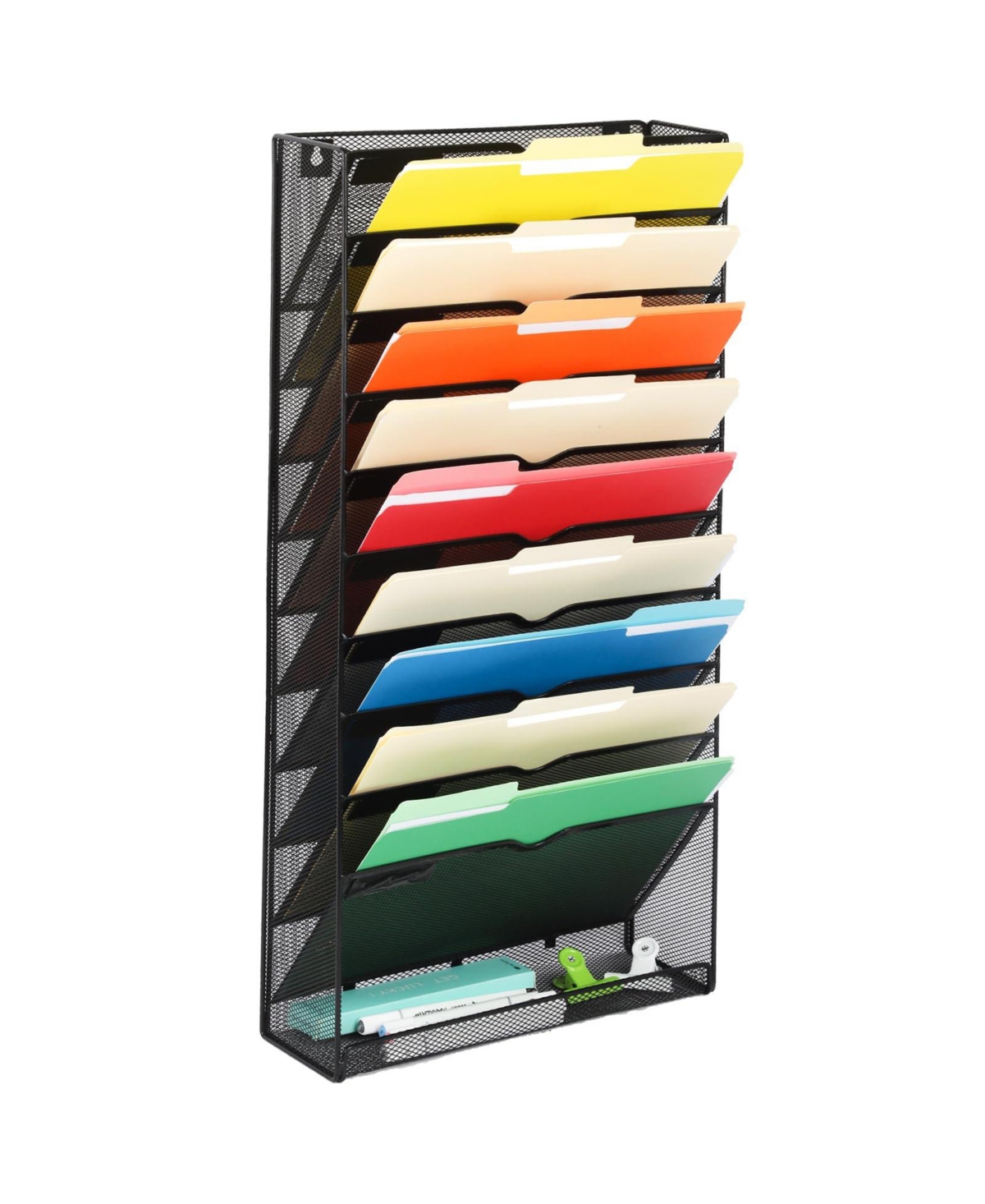 Danrong Mesh Desk File Organizer Wall Mount Vertical Document Holder With Bottom Tray For Office Home