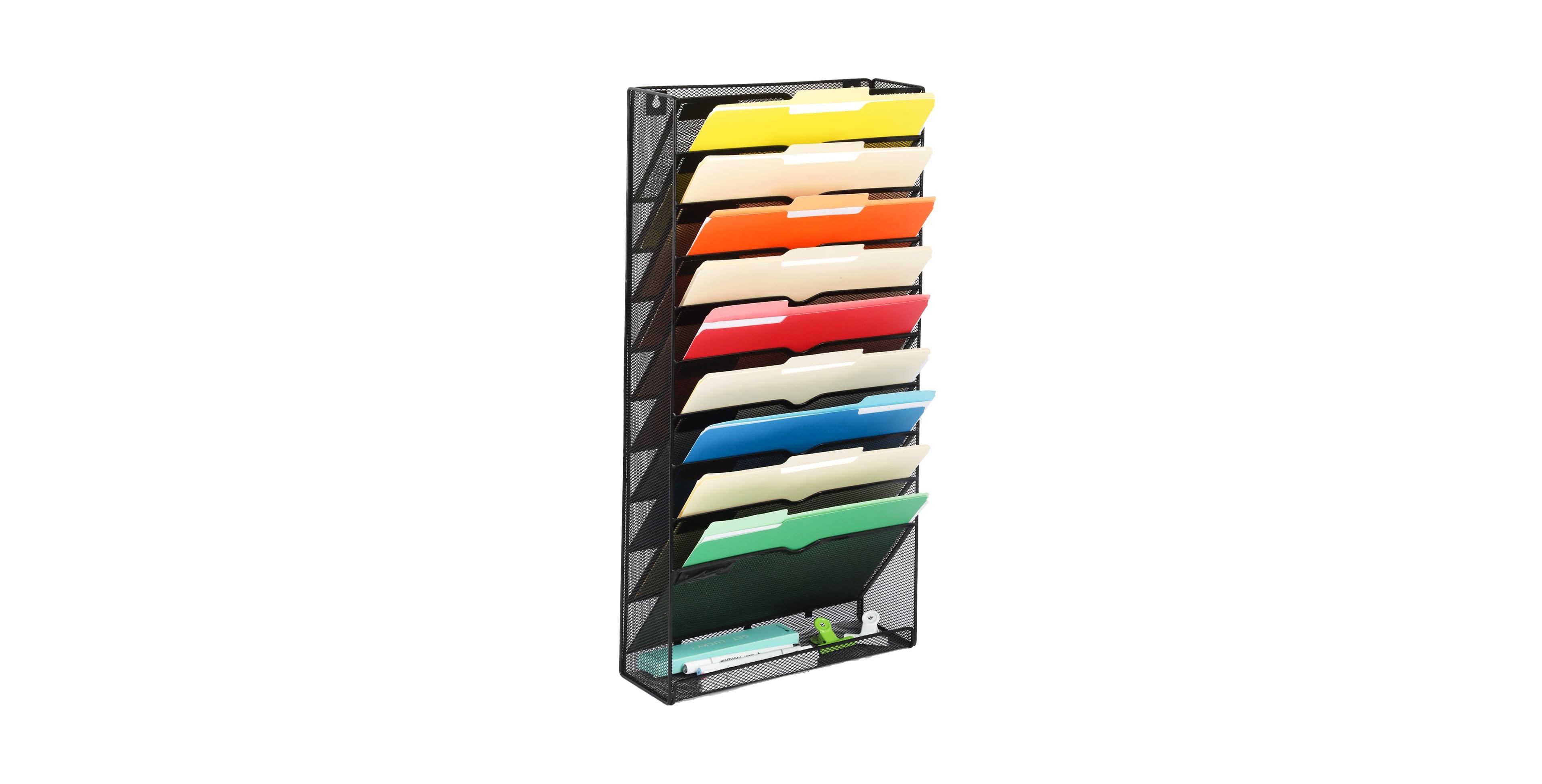 Danrong Mesh Desk File Organizer Wall Mount Vertical Document Holder With Bottom Tray For Office Home