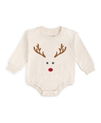 Baby Boys' Red Nose Reindeer Long Sleeve Cotton Romper