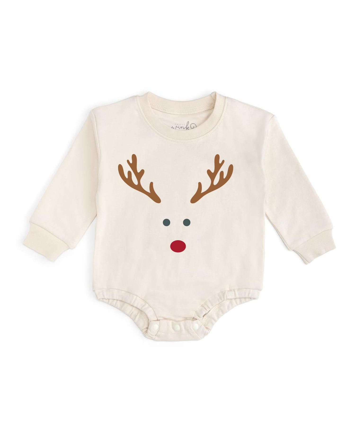 Baby Boys' Red Nose Reindeer Long Sleeve Cotton Romper