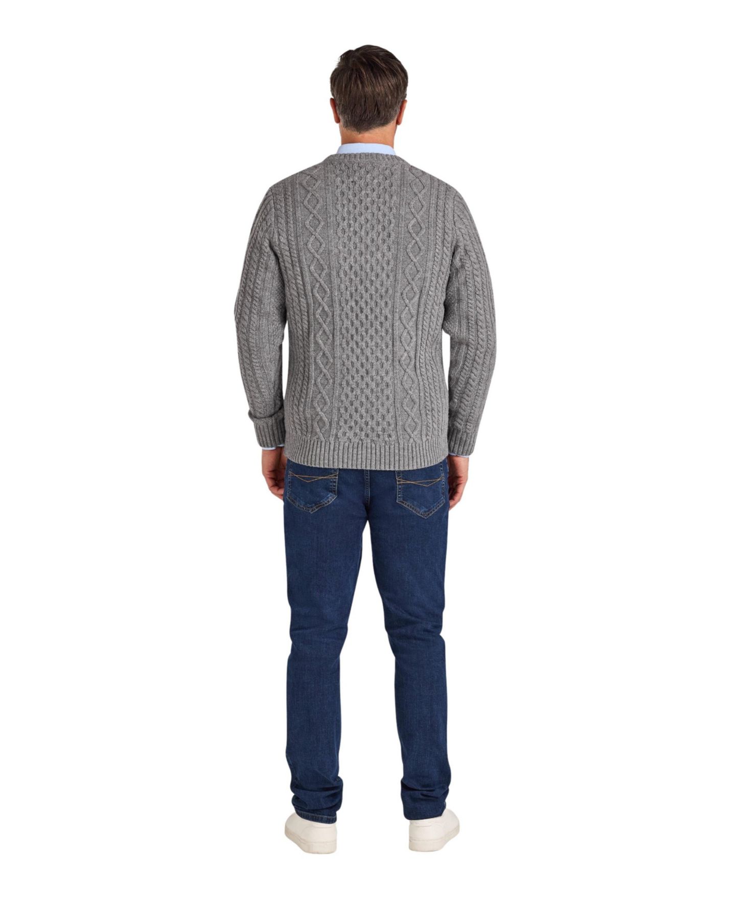 Мужской свитер Raging Bull Chunky Cable-Knit Relaxed-Fit Crewneck, цвет: Серый меланжевый — фото 5