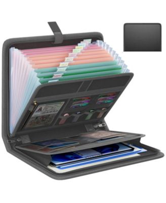 Fireproof Expanding Folder 13 Pockets Waterproof Zipper Labels Document Storage