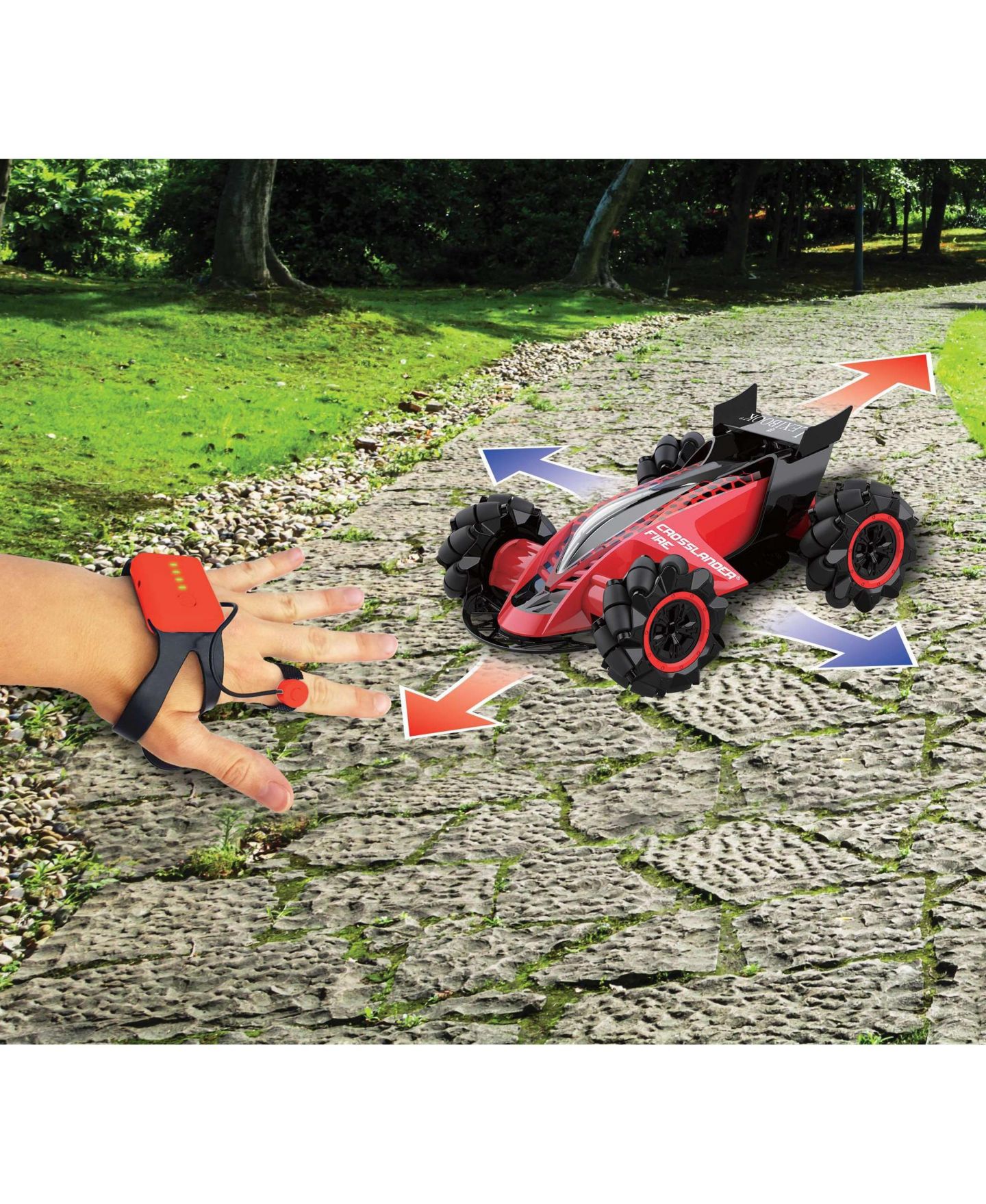 Детская игрушка Lexibook Crosslander Fire 4WD Gesture-Control Rechargeable Stunt Car, цвет: Красный — фото 4