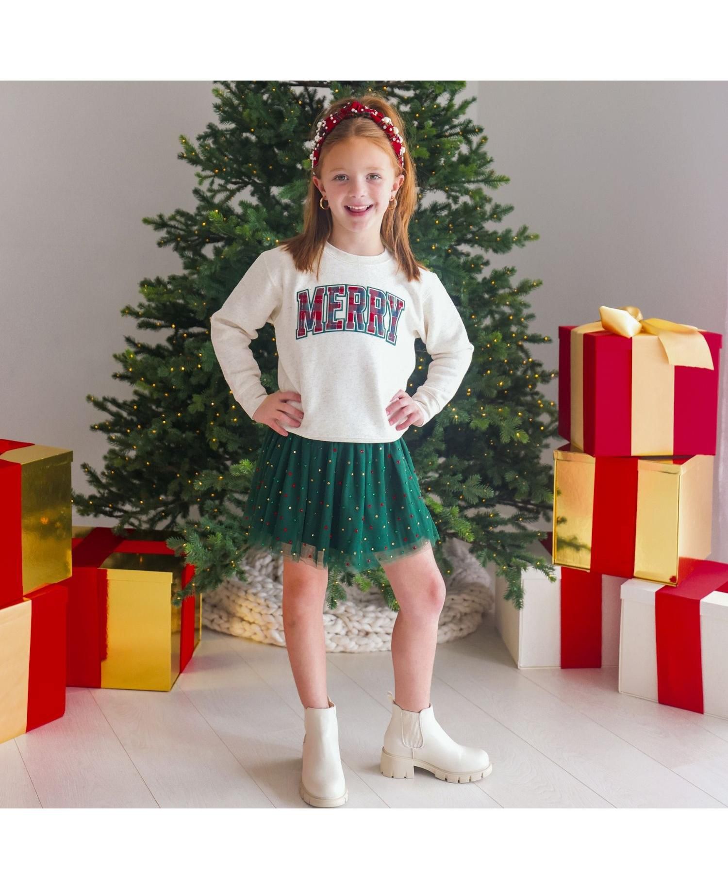 Girls' 4-16 Christmas Rhinestone Tulle Tutu Skirt