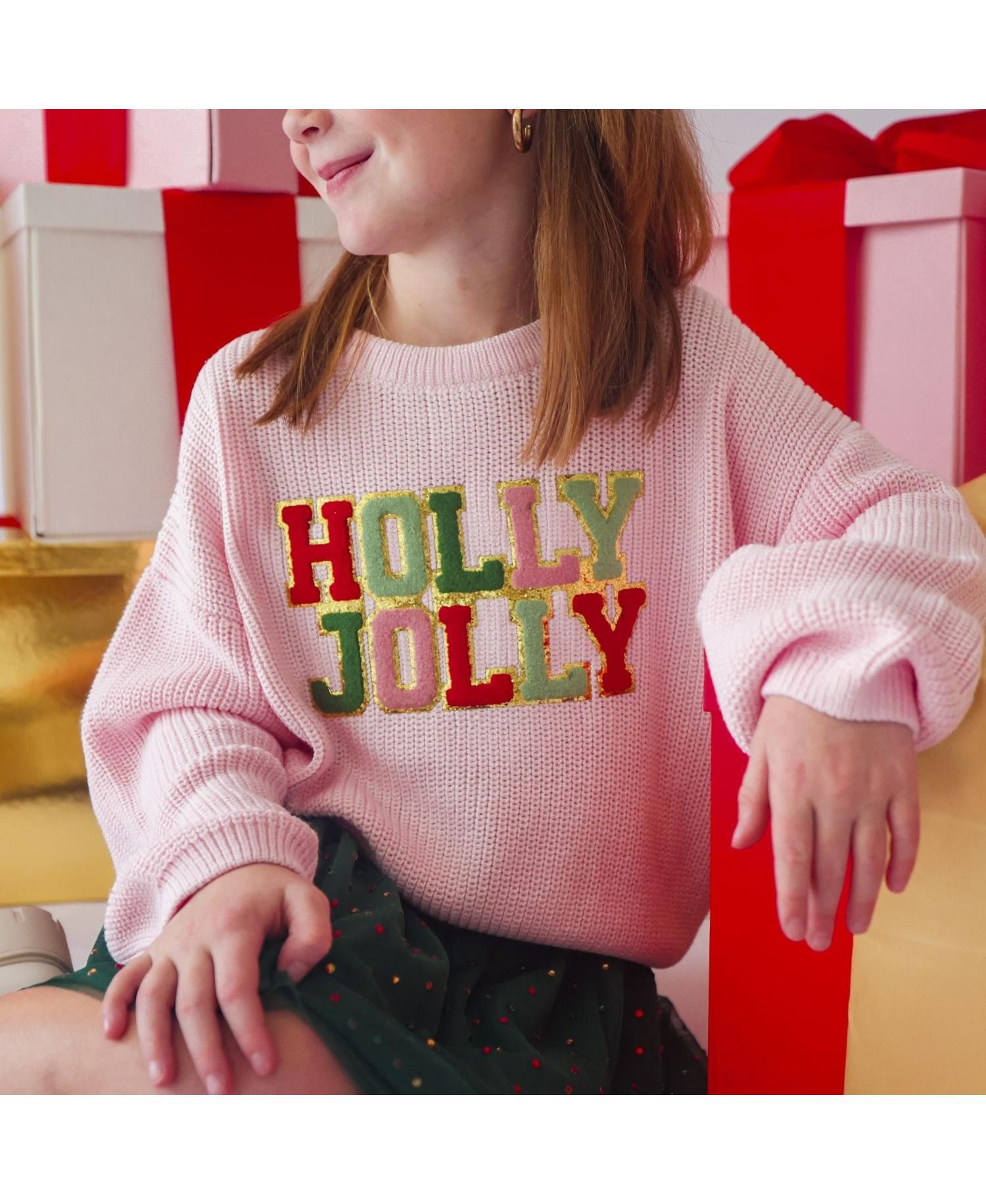 Girls' 4-16 Holly Jolly Holiday Crewneck Sweater