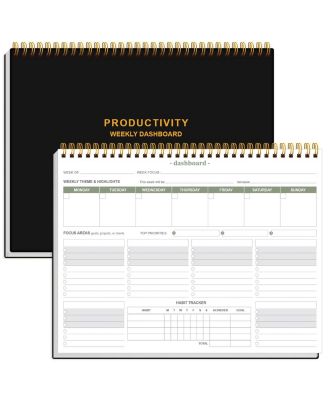 Weekly Productivity Dashboard Notepad 6 Focus Areas Task Tracker Undated 54 Weeks