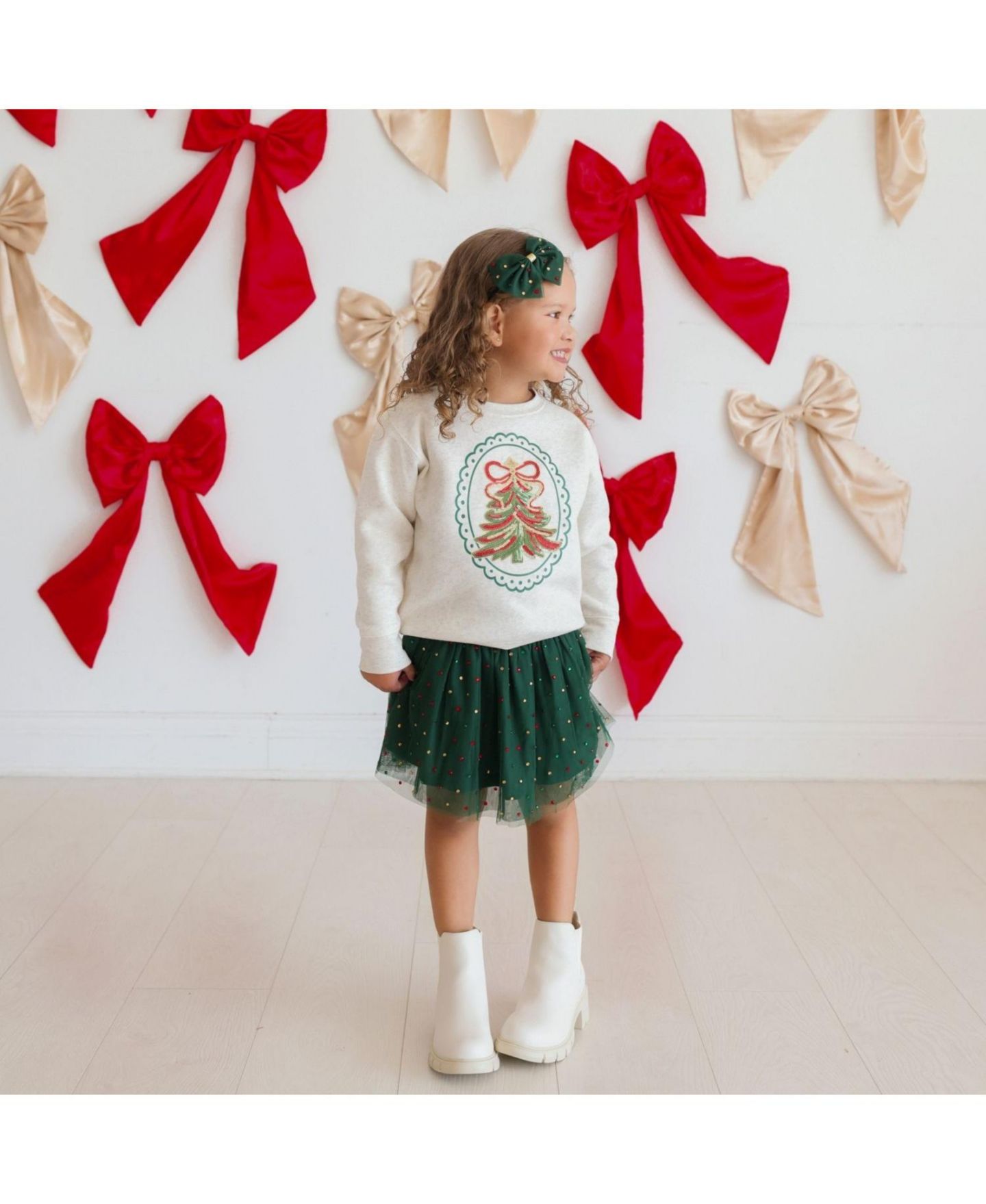 Толстовка Sweet Wink Sequin Christmas Tree Patch для девочек, цвет: Натуральный меланжевый — фото 4