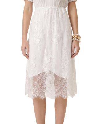 Women's Layered Lace Sheer-Hem Midi Skirt