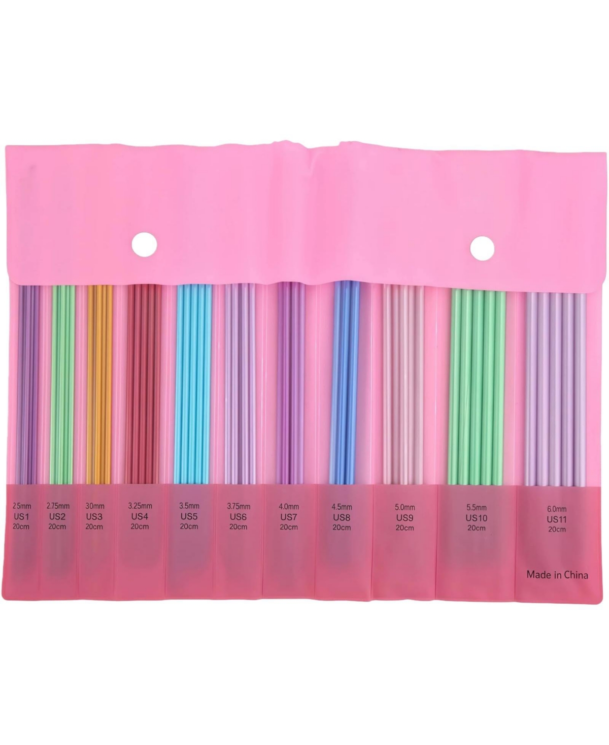 Aeelike 8 Inch Aluminum Alloy Double Pointed Knitting Needle Set with Storage Bag for Hats Gloves