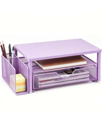 Monitor Riser Desk Organizer With Drawer Pen Holders Office Storage
