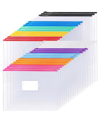 36 Pack A4 Letter Size Poly Zip Envelopes 11 Colors File Storage Pouches For School Office