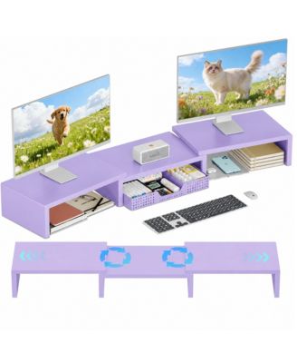 Dual Monitor Stand Riser With Drawer Desk Organizer For Home Office