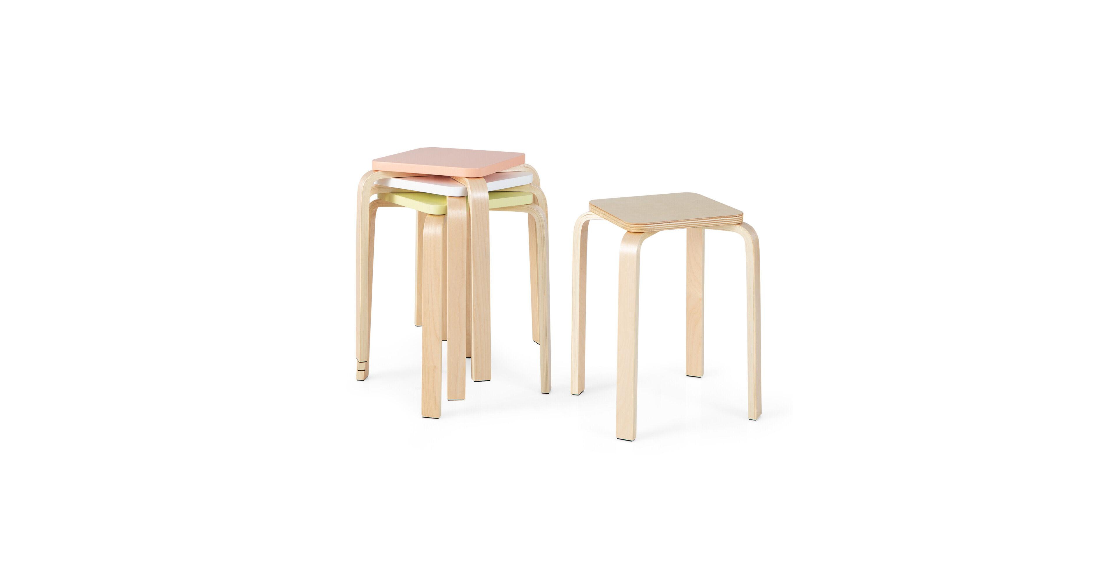 Mecale Set of 4 Colorful Square Stools with Anti Slip Felt Mats Multicolor