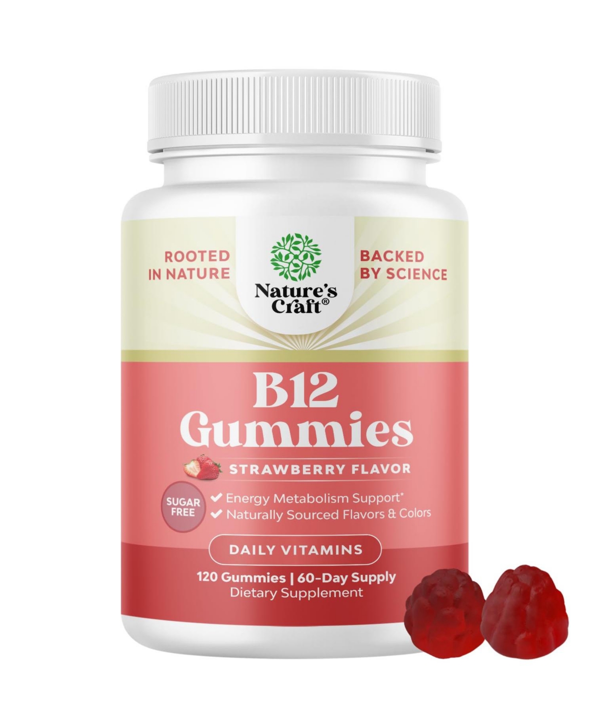 Nature's Craft Vitamin B12 Gummies for Adults 1000mcg per Serving Sugar Free Chewable Gummies 120 Count