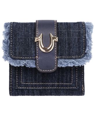 Frayed Flap Small Trifold Wallet with Horseshoe Hardware