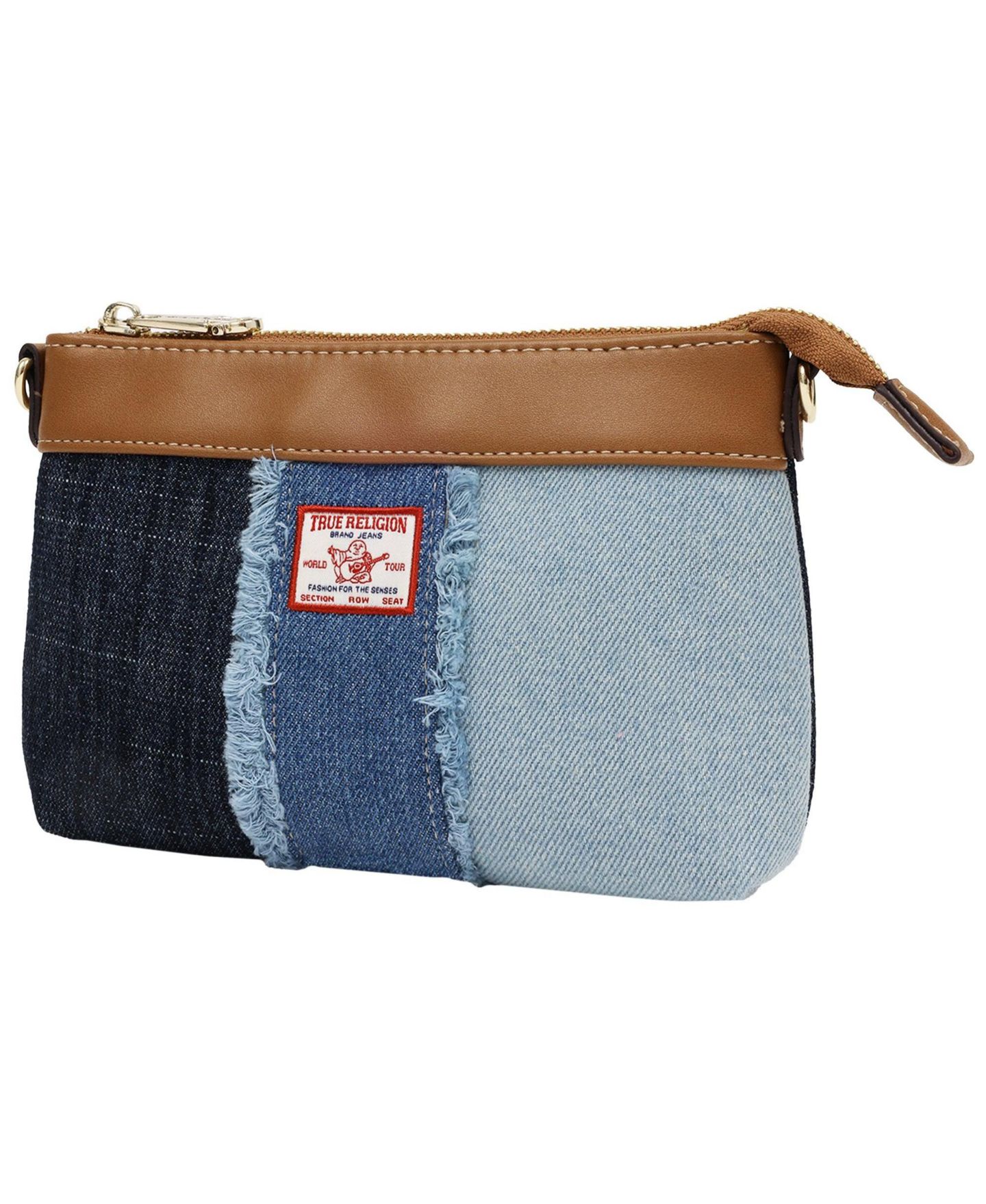 Женская сумка True Religion Caleb Highbridge Patchwork Denim Crossbody Pouch, цвет: Джинсовый / Синий — фото 3