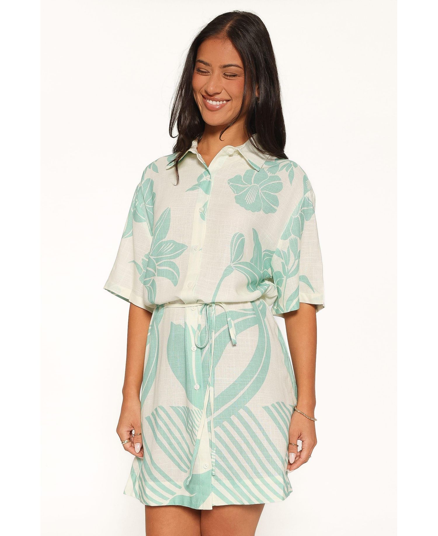 Women's Karmon Floral-Print Button-Down Mini Dress