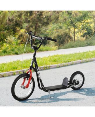 Teens Kick Scooter with Dual Brakes, Adjustable Handlebar & Inflatable Tires, Holds 220 lbs, Ages 5+