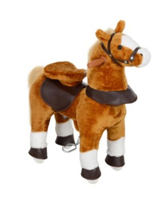 Ride On Walking Horse Plush Foot-Powered Toy with Neighing Sound and 132-lb Capacity, Ages 3-5