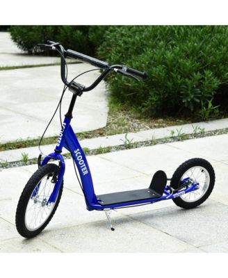 Youth Kick Scooter, 16" Front/12" Rear Wheels with Adjustable Handlebar, Dual Brakes and Kickstand, 220 lbs, Ages 5+