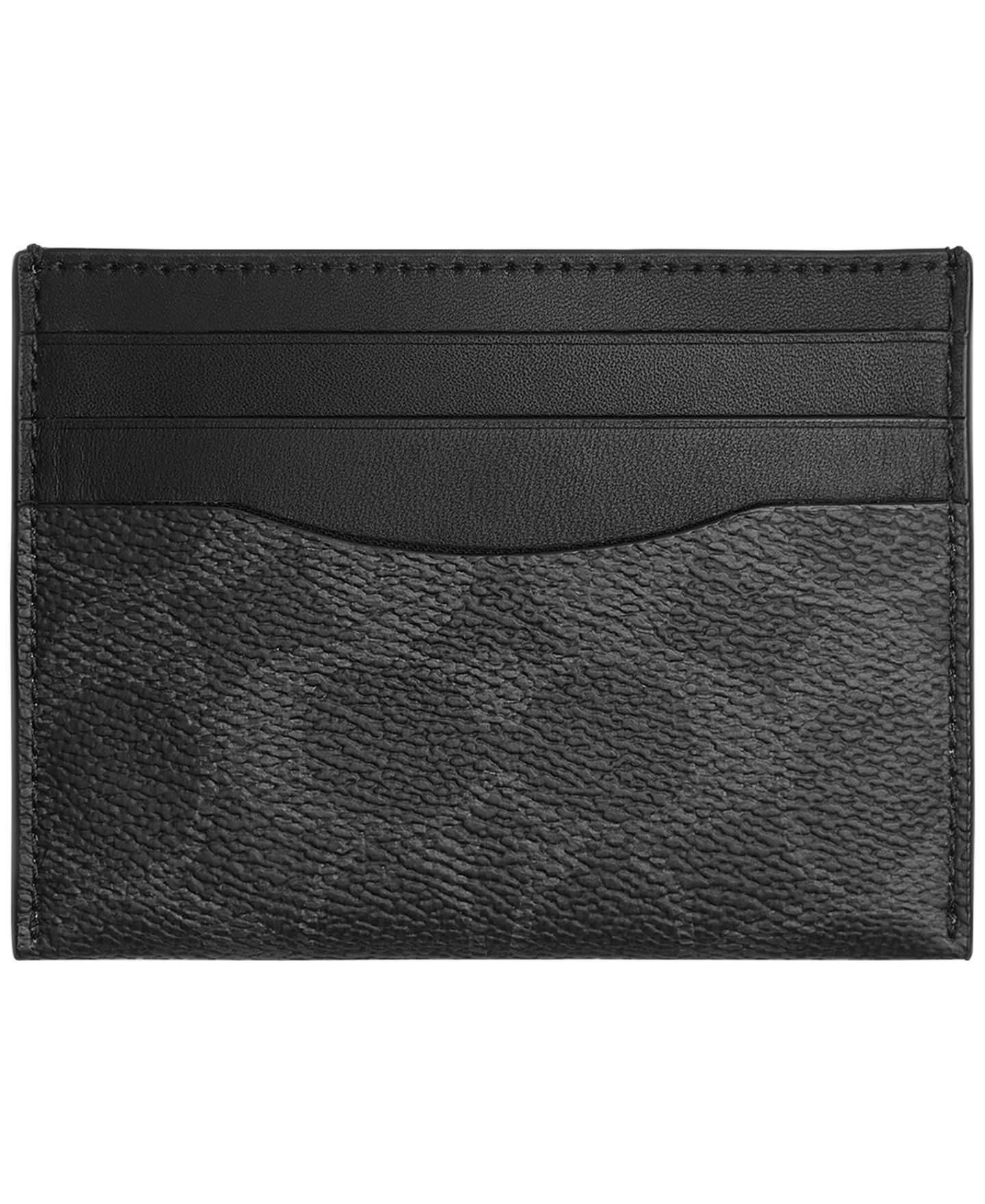 Мужской кошелёк COACH Signature Flat Leather Card Case, цвет: Чёрный — фото 1