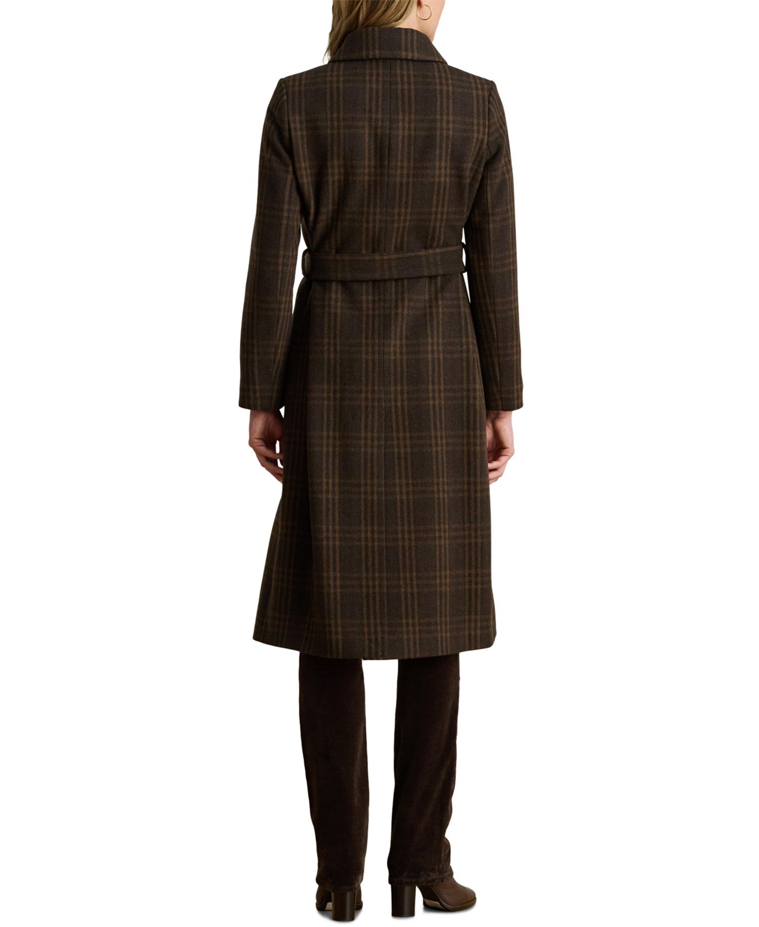 Women's Plaid Wool-Blend Belted Coat