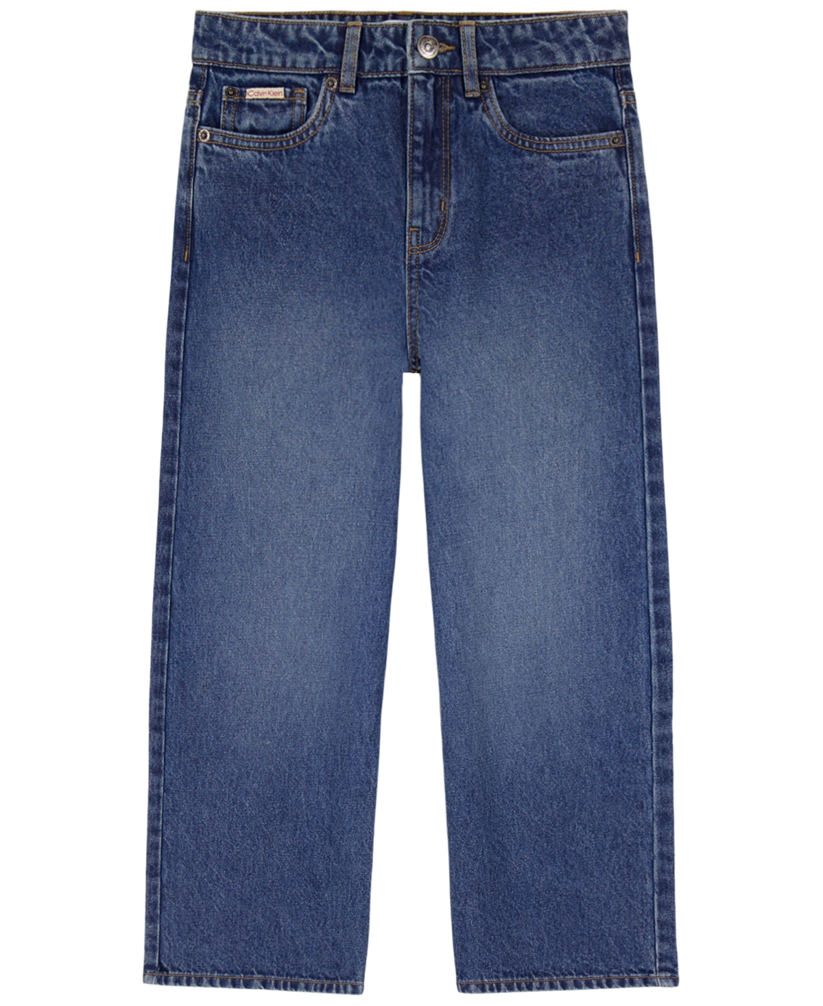 Calvin Klein Girls' 4-16 Medium Wash Wide-Leg Denim Jeans - Beckford Blue Wash
