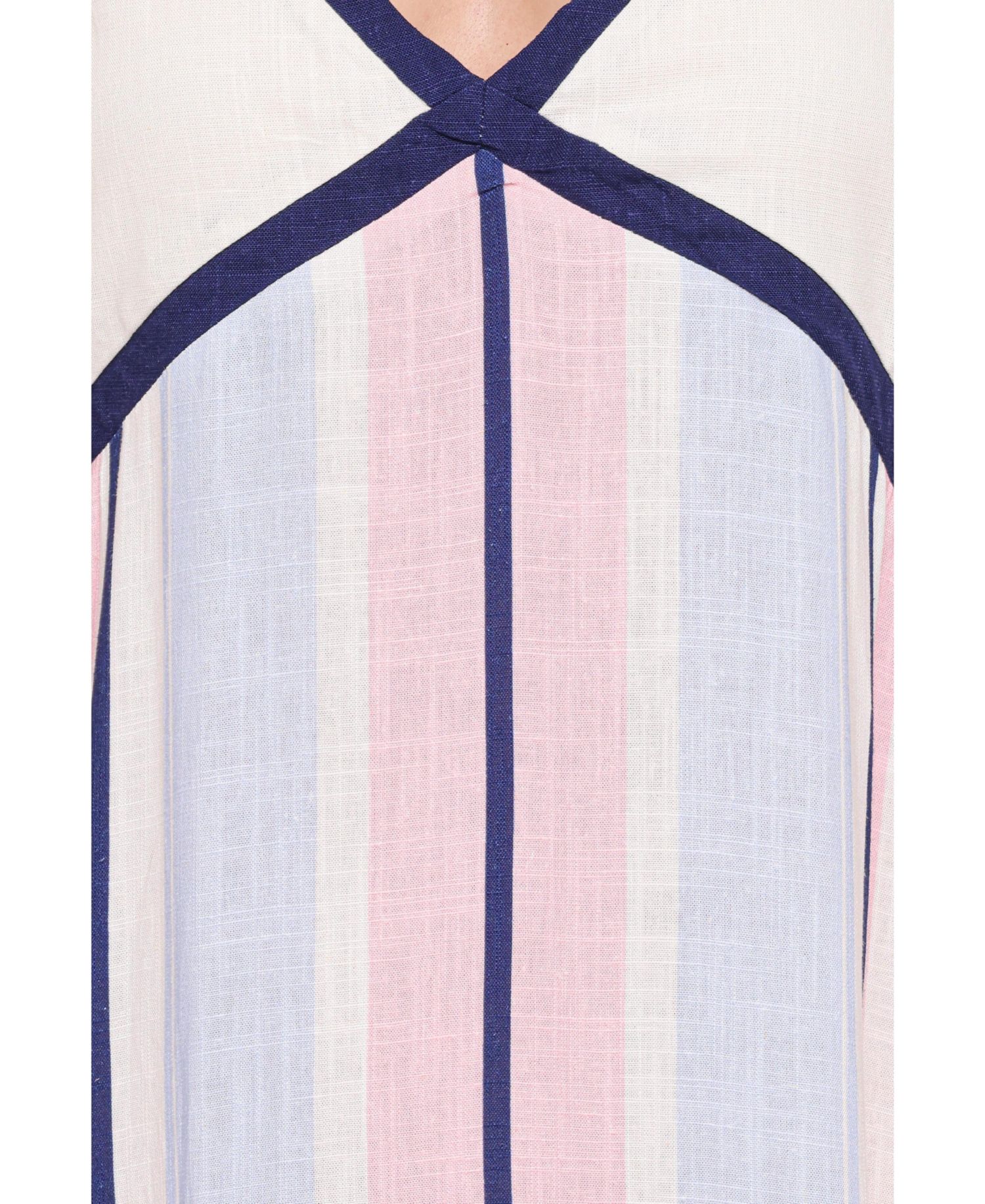 Women's Mackay Stripe Rayon-Linen Blend V-Neck A-Line Maxi Dress