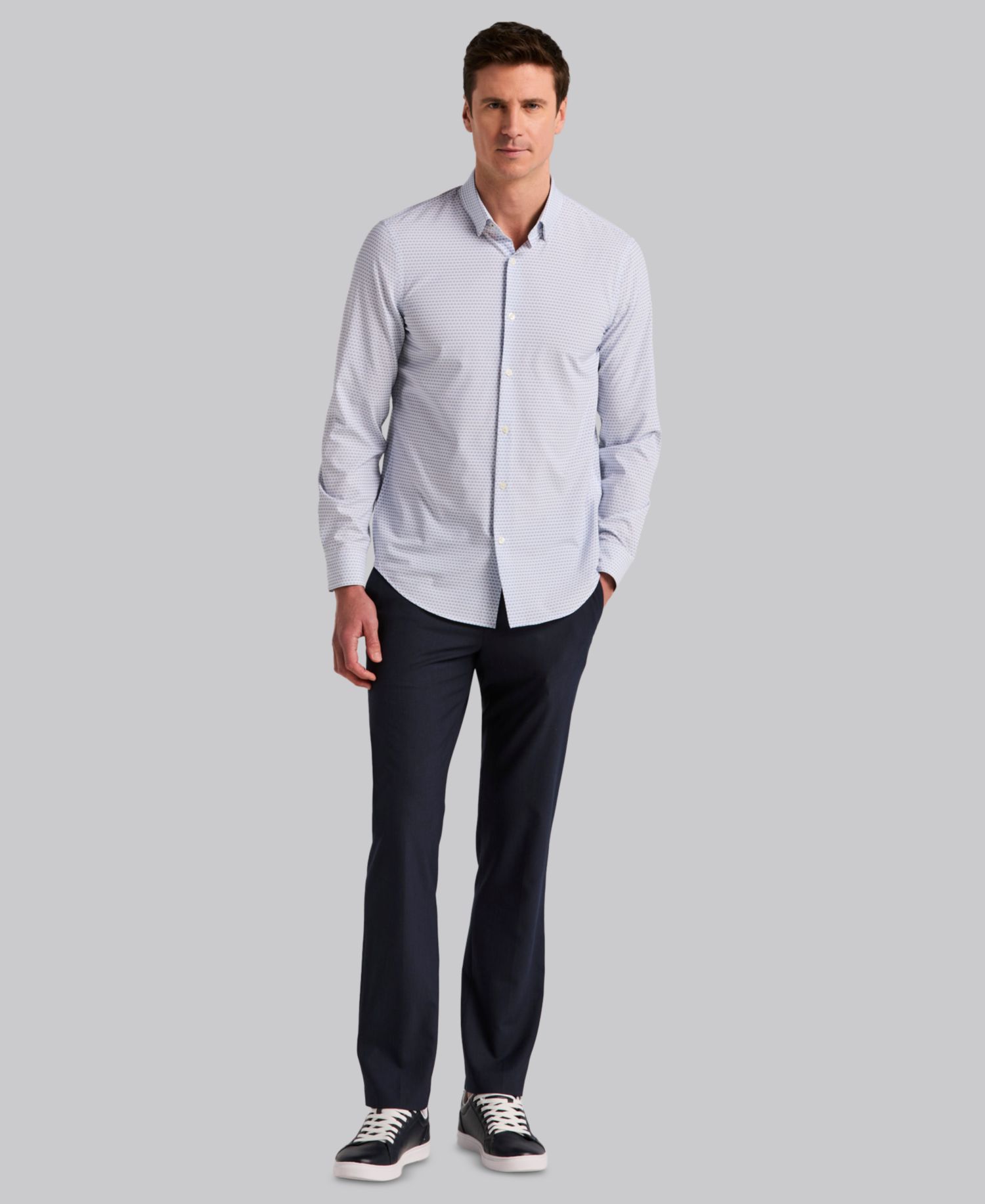 Men's Micro Window Print Slim-Fit Dress Shirt