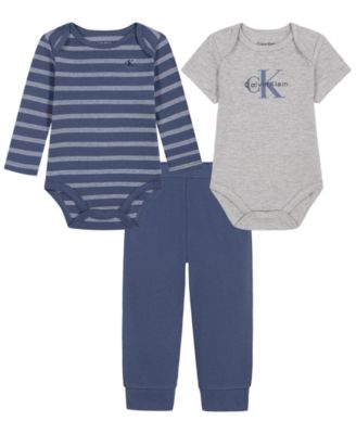Baby Boys' Cotton-Blend Knit Bodysuits and Jogger Pants, 3-Piece Set