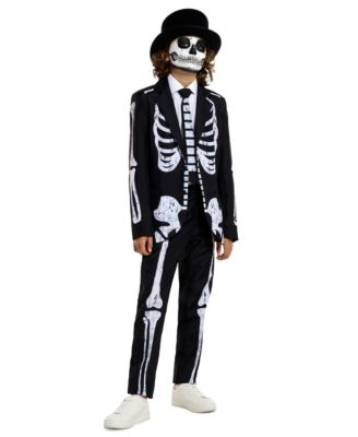 Boys' 4-20 Skeleton Grunge Halloween Jacket, Pants, and Tie, 3-Piece Set